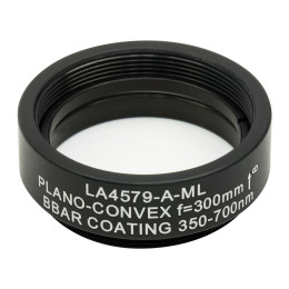 LA4579-A-ML - Плоско-выпуклая линза, диаметр: 1", материал: UVFS, оправа с резьбой: SM1, f = 300.0 мм, покрытие: 350 - 700 нм, Thorlabs