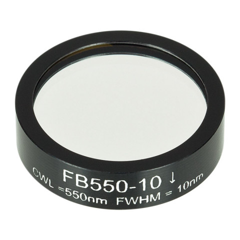FB550-10 - Полосовой фильтр, Ø1", центральная длина волны 550 ± 2 нм, ширина полосы пропускания 10 ± 2 нм, Thorlabs