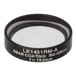 LK1431RM-A - N-BK7 плоско-вогнутая цилиндрическая круглая линза в оправе, фокусное расстояние: -75 мм, Ø1", просветляющее покрытие: 350 - 700 нм, Thorlabs