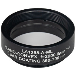 LA1258-A-ML - Плоско-выпуклая линза, Ø1", N-BK7, оправа с резьбой SM1, f = 2000.0 мм, просветляющее покрытие: 350-700 нм, Thorlabs
