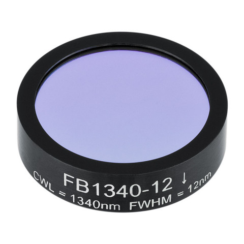 FB1340-12 - Полосовой фильтр, Ø1", центральная длина волны 1340 ± 2 нм, ширина полосы пропускания 12 ± 2.4 нм, Thorlabs