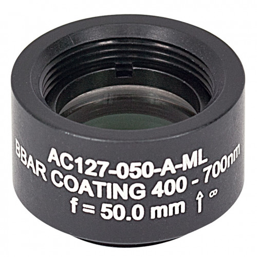 AC127-050-A-ML - Ахроматический дублет, f=50 мм, Ø1/2", резьба на оправе: SM05, просветляющее покрытие: 400-700 нм, Thorlabs