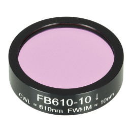 FB610-10 - Полосовой фильтр, Ø1", центральная длина волны 610 ± 2 нм, ширина полосы пропускания 10 ± 2 нм, Thorlabs