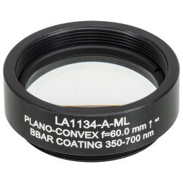 LA1134-A-ML - Плоско-выпуклая линза, Ø1", N-BK7, оправа с резьбой SM1, f = 60.0 мм, просветляющее покрытие: 350-700 нм, Thorlabs