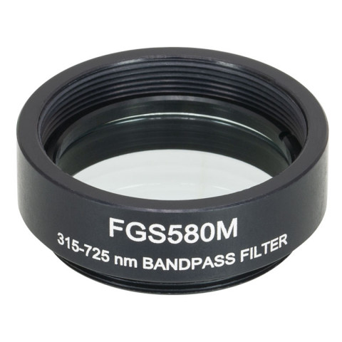 FGS580M - Цветной светофильтр, Ø25 мм, резьба на оправе: SM1, материал KG1, полоса пропускания: 315 - 725 нм, Thorlabs