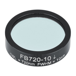 FB720-10 - Полосовой фильтр, Ø1", центральная длина волны 720 ± 2 нм, ширина полосы пропускания 10 ± 2 нм, Thorlabs
