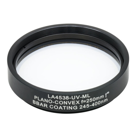 LA4538-UV-ML - Плоско-выпуклая линза, Ø2", UVFS, оправа с резьбой SM2, f = 250.0 мм, просветляющее покрытие: 245-400 нм, Thorlabs