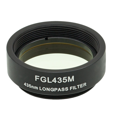 FGL435M - Длинноволновый цветной светофильтр в оправе, Ø25 мм, резьба SM1, длина волны среза: 435 нм, Thorlabs