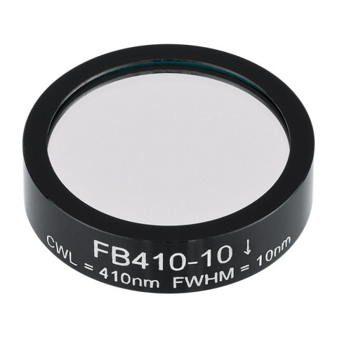 FB410-10 - Полосовой фильтр, Ø1", центральная длина волны 410 ± 2 нм, ширина полосы пропускания 10 ± 2 нм, Thorlabs
