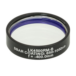 LK4500RM-B - Плоско-вогнутая цилиндрическая круглая линза из кварцевого стекла в оправе, фокусное расстояние: -400 мм, Ø1", просветляющее покрытие: 650 - 1050 нм, Thorlabs