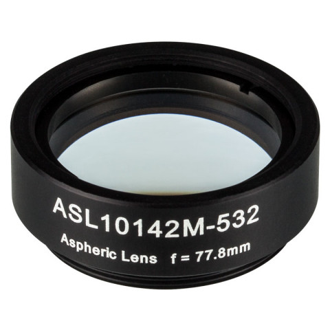 ASL10142M-532 - Асферическая линза в оправе, резьба SM1, Ø1", фокусное расстояние 77.8 мм, числовая апертура 0.145, просветляющее покрытие для 532 нм, Thorlabs