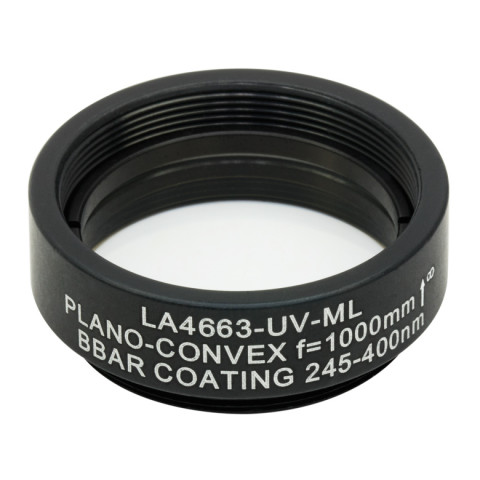 LA4663-UV-ML - Плоско-выпуклая линза, Ø1", UVFS, оправа с резьбой SM1, f = 1000.0 мм, просветляющее покрытие: 245-400 нм, Thorlabs