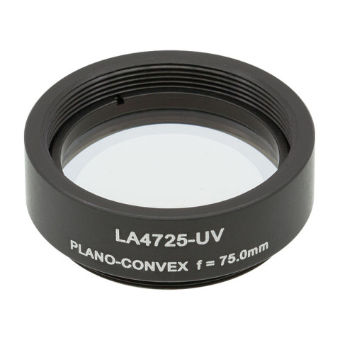 LA4725-UV-ML -  Плоско-выпуклая линза, Ø1", UVFS, оправа с резьбой SM1, f = 75.0 мм, просветляющее покрытие: 290-370 нм, Thorlabs