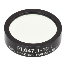FL647.1-10 - Фильтр для работы с криптоновым лазером, Ø1", центральная длина волны 647.1 ± 2 нм, ширина полосы пропускания 10 ± 2 нм, Thorlabs