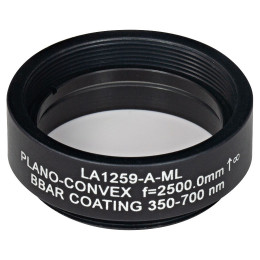 LA1259-A-ML - Плоско-выпуклая линза, Ø1", N-BK7, оправа с резьбой SM1, f = 2500.0 мм, просветляющее покрытие: 350-700 нм, Thorlabs