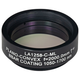 LA1258-C-ML - Плоско-выпуклая линза, Ø1", N-BK7, оправа с резьбой SM1, f = 2000.0 мм, просветляющее покрытие: 1050-1700 нм, Thorlabs