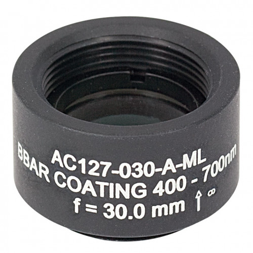 AC127-030-A-ML - Ахроматический дублет, f=30 мм, Ø1/2", резьба на оправе: SM05, просветляющее покрытие: 400-700 нм, Thorlabs