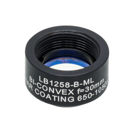 LB1258-B-ML - N-BK7 двояковыпуклая линза в оправе, Ø1/2", фокусное расстояние 30.0 мм, просветляющее покрытие: 650 - 1050 нм, Thorlabs