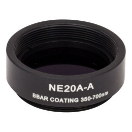 NE20A-A - Абсорбционный нейтральный светофильтр, Ø25 мм, резьба на оправе: SM1, просветляющее покрытие: 350 - 700 нм, оптическая плотность: 2.0, Thorlabs
