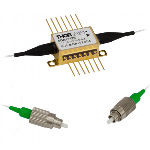SOA1117S - Полупроводниковый оптический усилитель C-диапазона, нечувствителен к поляризации излучения, центральная длина волны: 1550 нм (тип.), корпус: Butterfly, сопряжен с оптическими волокнами типа SM, разъемы: FC/APC, Thorlabs