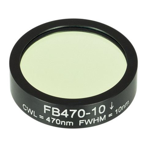 FB470-10 - Полосовой фильтр, Ø1", центральная длина волны 470 ± 2 нм, ширина полосы пропускания 10 ± 2 нм, Thorlabs