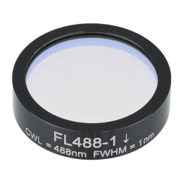 FL488-1 - Фильтр для работы с аргоновым лазером, Ø1", центральная длина волны 488 ± 0.2 нм, ширина полосы пропускания 1 ± 0.2 нм, Thorlabs