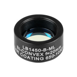 LB1450-B-ML - N-BK7 двояковыпуклая линза в оправе, Ø1/2", фокусное расстояние 20.0 мм, просветляющее покрытие: 650 - 1050 нм, Thorlabs