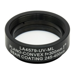 LA4579-UV-ML - Плоско-выпуклая линза, Ø1", UVFS, оправа с резьбой SM1, f = 300.0 мм, просветляющее покрытие: 245-400 нм, Thorlabs