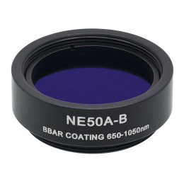 NE50A-B - Абсорбционный нейтральный светофильтр, Ø25 мм, резьба на оправе: SM1, просветляющее покрытие: 650 - 1050 нм, оптическая плотность: 5.0, Thorlabs