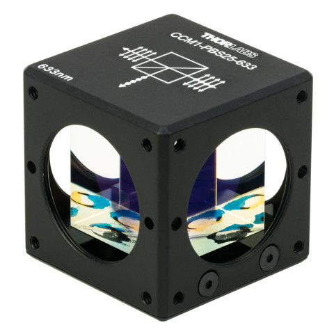CCM1-PBS25-633 - Поляризационные светоделительные кубики в оправе, для каркасных систем (30 мм), рабочая длина волны: 633 нм, крепления: 8-32, Thorlabs