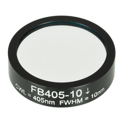 FB405-10 - Полосовой фильтр, Ø1", центральная длина волны 405 ± 2 нм, ширина полосы пропускания 10 ± 2 нм, Thorlabs