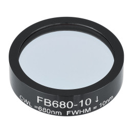 FB680-10 - Полосовой фильтр, Ø1", центральная длина волны 680 ± 2 нм, ширина полосы пропускания 10 ± 2 нм, Thorlabs