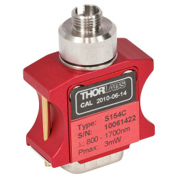 S154C - Фотодиодный датчик для измерения мощности в корпусе для соединения с оптоволокном, InGaAs, рабочий спектральный диапазон: 800 - 1700 нм, макс. мощность: 3 мВт, Thorlabs