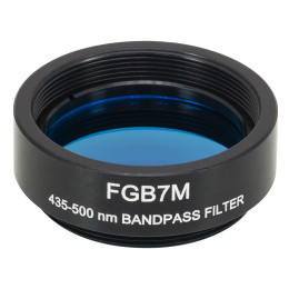 FGB7M - Цветной светофильтр, Ø25 мм, резьба на оправе: SM1, материал BG7, полоса пропускания: 435 - 500 нм, Thorlabs