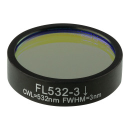 FL532-3 - Фильтр для работы с Nd:YAG лазером, Ø1", центральная длина волны 532 ± 0.6 нм, ширина полосы пропускания 3 ± 0.6 нм, Thorlabs