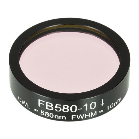 FB580-10 - Полосовой фильтр, Ø1", центральная длина волны 580 ± 2 нм, ширина полосы пропускания 10 ± 2 нм, Thorlabs