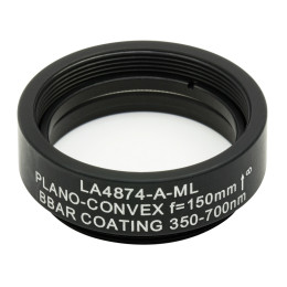LA4874-A-ML - Плоско-выпуклая линза, диаметр: 1", материал: UVFS, оправа с резьбой: SM1, f = 150.0 мм, покрытие: 350 - 700 нм, Thorlabs