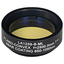 LA1259-B-ML - Плоско-выпуклая линза, Ø1", N-BK7, оправа с резьбой SM1, f = 2500.0 мм, просветляющее покрытие: 650-1050 нм, Thorlabs