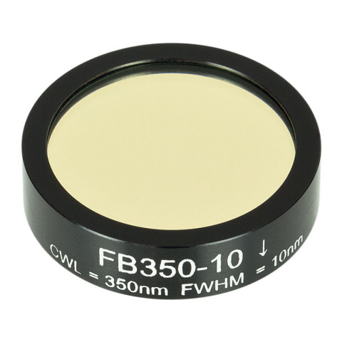 FB350-10 - Полосовой фильтр, Ø1", центральная длина волны 350 ± 2 нм, ширина полосы пропускания 10 ± 2 нм, Thorlabs
