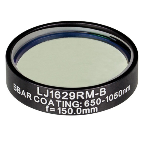 LJ1629RM-B - N-BK7 плоско-выпуклая круглая линза в оправе, фокусное расстояние: 150 мм, Ø1", просветляющее покрытие: 650 - 1050 нм, Thorlabs