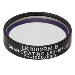 LK1002RM-B - N-BK7 плоско-вогнутая цилиндрическая круглая линза в оправе, фокусное расстояние: -1000 мм, Ø1", просветляющее покрытие: 650 - 1050 нм, Thorlabs