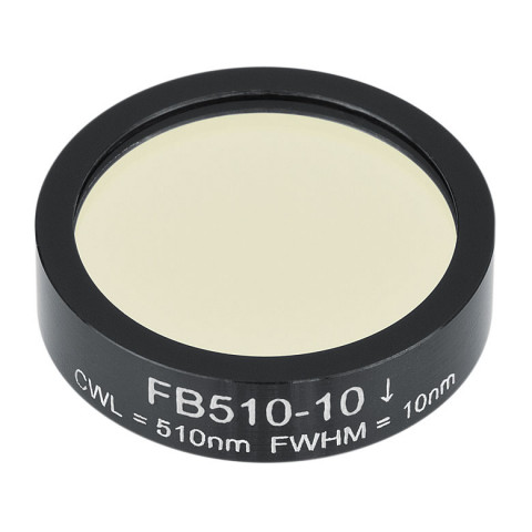 FB510-10 - Полосовой фильтр, Ø1", центральная длина волны 510 ± 2 нм, ширина полосы пропускания 10 ± 2 нм, Thorlabs