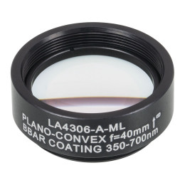 LA4306-A-ML - Плоско-выпуклая линза, диаметр: 1", материал: UVFS, оправа с резьбой: SM1, f = 40.0 мм, покрытие: 350 - 700 нм, Thorlabs