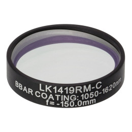 LK1419RM-C - N-BK7 плоско-вогнутая цилиндрическая круглая линза в оправе, фокусное расстояние: -150 мм, Ø1", просветляющее покрытие: 1050 - 1700 нм, Thorlabs