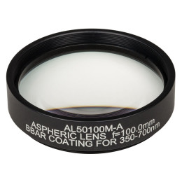 AL50100M-A - N-BK7 асферическая линза в оправе, Ø50 мм, фокусное расстояние 100 мм, числовая апертура 0.24, просветляющее покрытие: 350-700 нм, Thorlabs