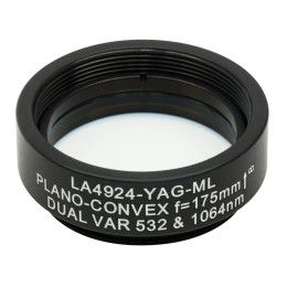 LA4924-YAG-ML - Плоско-выпуклая линза, диаметр: 1", материал: UVFS, оправа с резьбой: SM1, f = 175.0 мм, покрытие: 532/1064 нм, Thorlabs