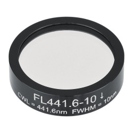 FL441.6-10 - Фильтр для работы с гелий-кадмиевым лазером, Ø1", центральная длина волны 441.6 ± 2 нм, ширина полосы пропускания 10 ± 2 нм, Thorlabs