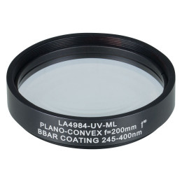 LA4984-UV-ML - Плоско-выпуклая линза, Ø2", UVFS, оправа с резьбой SM2, f = 200.0 мм, просветляющее покрытие: 245-400 нм, Thorlabs