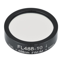 FL488-10 - Фильтр для работы с аргоновым лазером, Ø1", центральная длина волны 488 ± 2 нм, ширина полосы пропускания 10 ± 2 нм, Thorlabs
