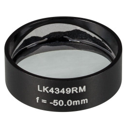 LK4349RM -  Плоско-вогнутая цилиндрическая круглая линза из кварцевого стекла в оправе, фокусное расстояние: -50 мм, Ø1", без покрытия, Thorlabs